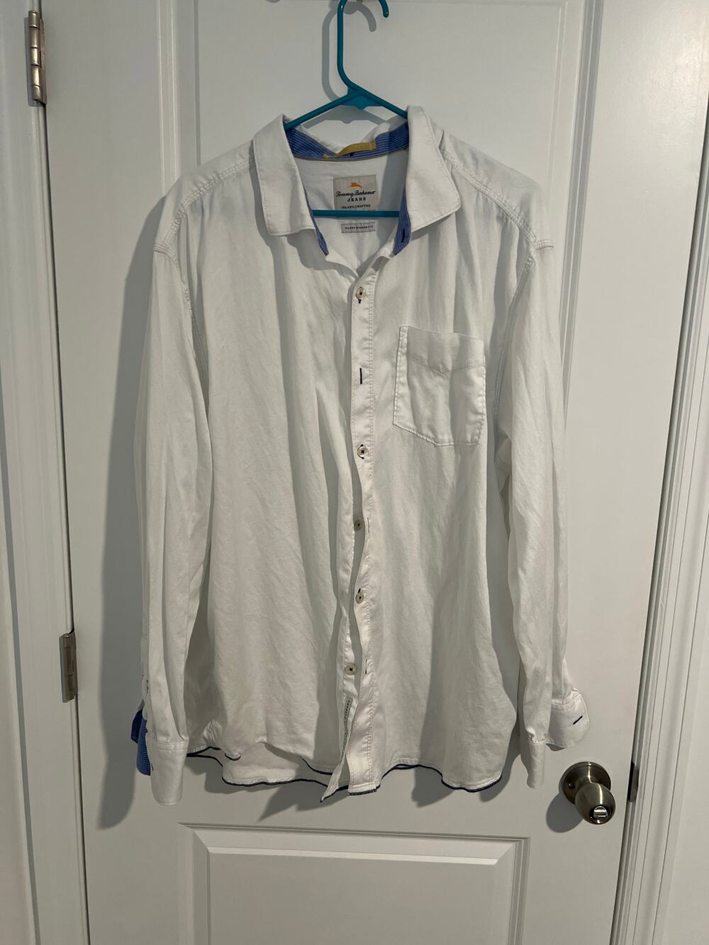 Tommy Bahama tencel and cotton long sleeve white button down shirt size XXL